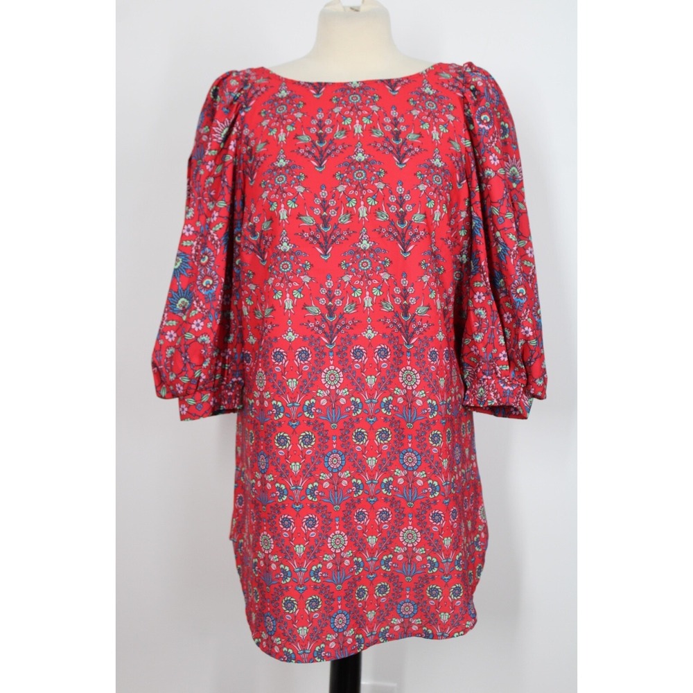 Wayward Fancies eShakti L 12 Red Floral Tunic Top